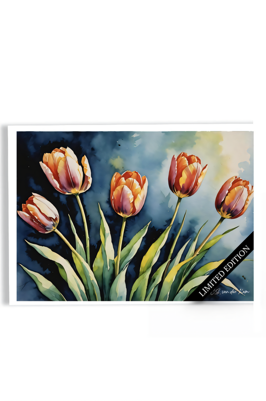 Red Tulips Blue Touch